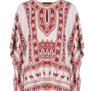 BCBGMAXAZRIA Kalanie Caravan Knit Jacquard Poncho